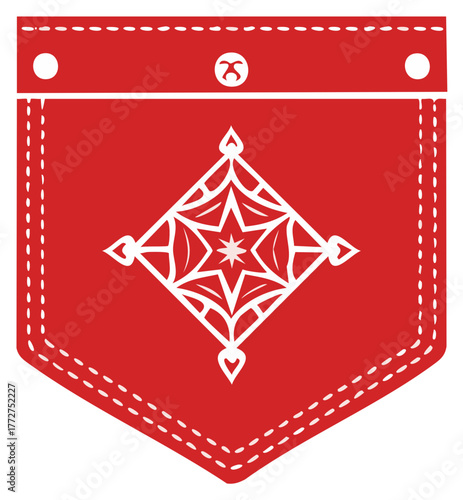 Red Pocket With White Decorative Geometric Mandala Design Vector Illustration