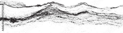 Black and white textured abstract pattern resembling geological strata or sound waves background