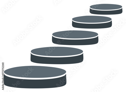 Abstract illustration of a circular steps, levels, or platform design element