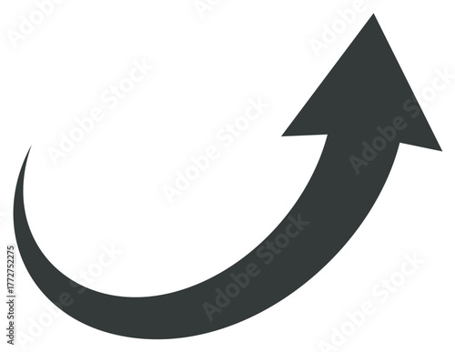 Curved Growth Arrow Illustration Upward Direction Vector for Positive Trends