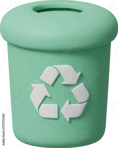Mint green recycle bin for sustainable lifestyle