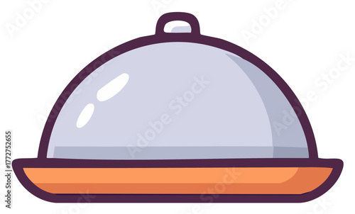 Illustration of a covered tray for food presentation in a restaurant or catering service