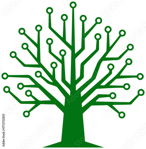 Innovative tech tree representing growth, technology, and sustainable solutions
