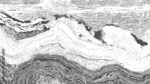 Abstract monochrome topographic map lines and textures vector