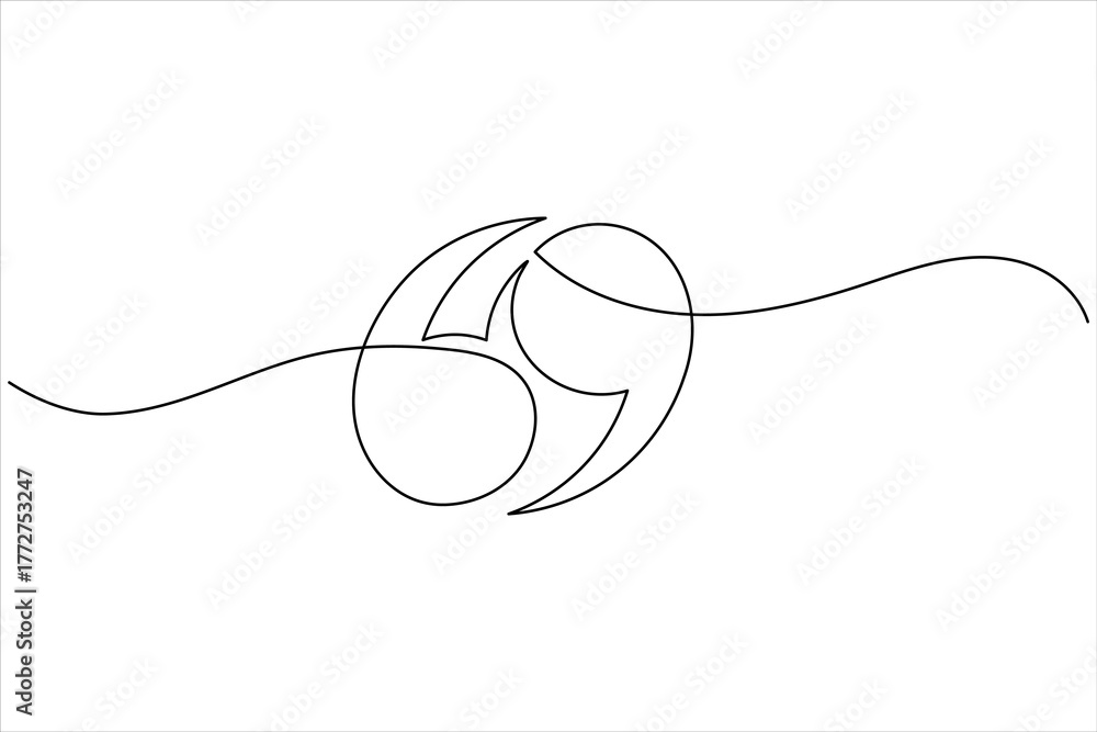 Obraz premium Quote mark continuous one line drawing minimalist outline vector icon illustration