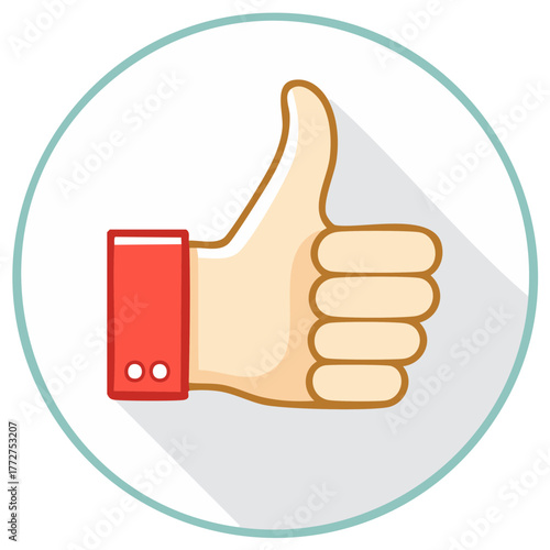 Thumb Up Hand Gesture in Circle Modern Style Positive Feedback Icon