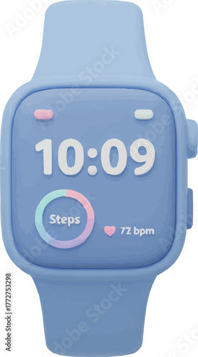 Pastel smartwatch displays fitness tracking metrics