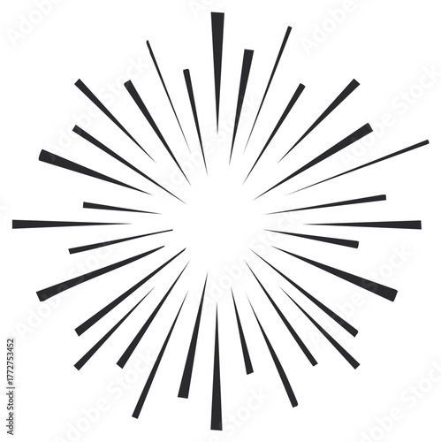 Burst of radiating black lines emanating outwards in a dynamic circular shape