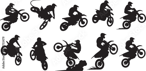Dynamic motocross riders performing thrilling jumps and stunts, capturing the adrenaline of extreme sports action