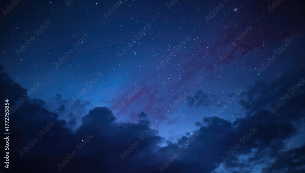 Fototapeta premium Wavy clouds against a starry night sky, ideal for editorial backgrounds
