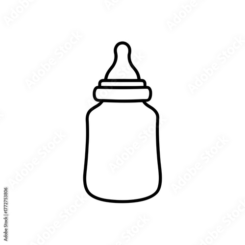 Outline drawing of a baby bottle on transparent background