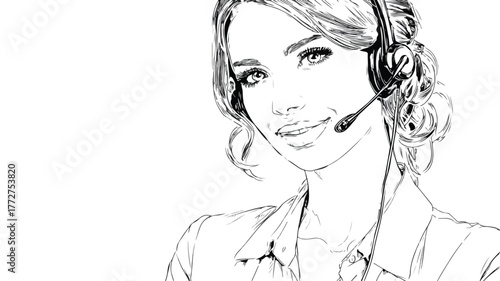 Customer Service Representative with Headphones Providing Professional Assistance