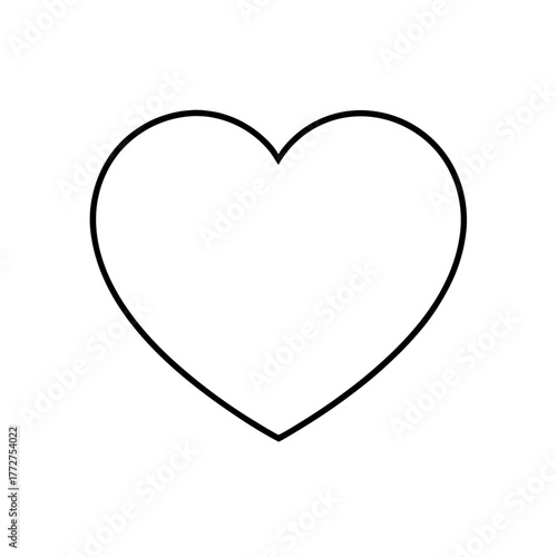 Simple heart outline on white page on transparent background