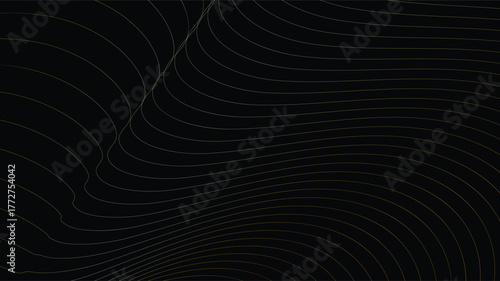 Elegant golden and silver flowing wave lines create a dynamic abstract background, perfect for modern design projects and sophisticated branding. with technology themes