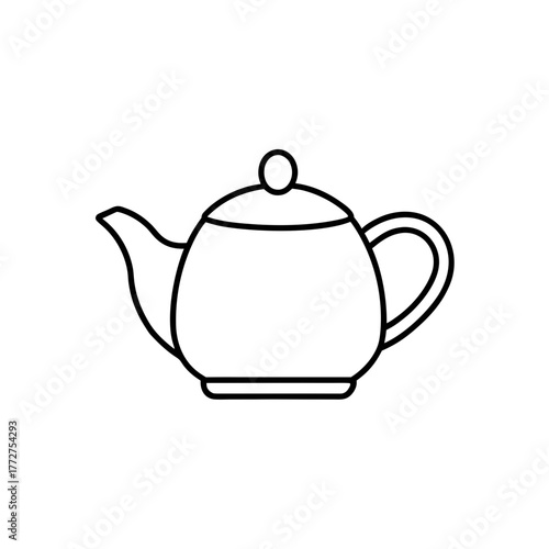 Outline drawing of a teapot icon on transparent background