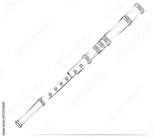 Simple Sketch of a Musical Instrument Wind Instrument Flute Line Art Illustration