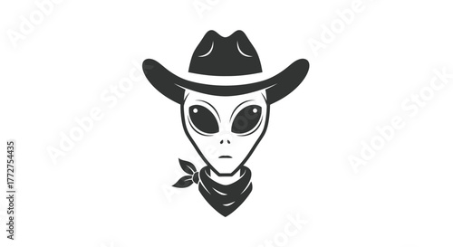 Extraterrestrial cowboy in monochrome concept illustration for cosmic western themes
