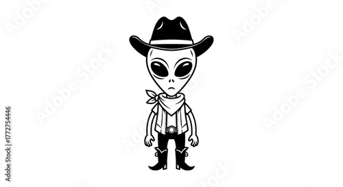 Extraterrestrial Outlaw: A Graphic Depiction of an Alien Cowboy in Black and White