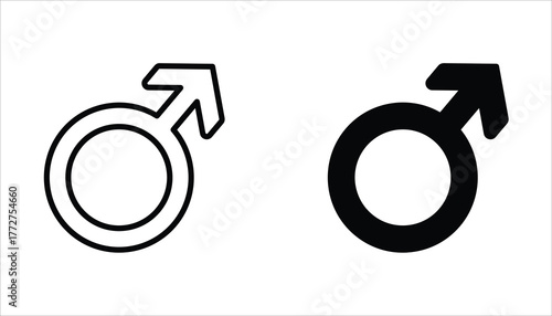 Male gender icon set. Vector illustration for web design. Isolated on white background.