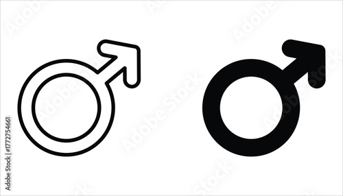 Male gender icon set. Vector illustration for web design. Isolated on white background.