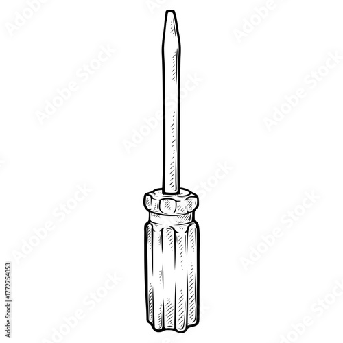 screwdriver vector line art hand drawn illustration
