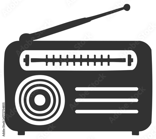 Simple Graphic of a Radio Receiver with Antenna and Tuning Dial