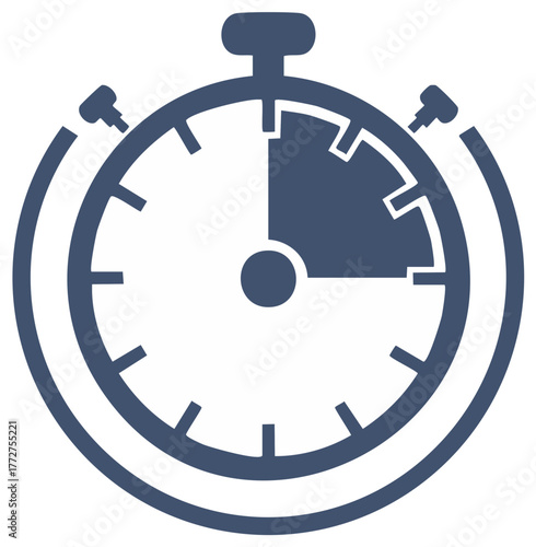 Classic stopwatch icon showing time measurement and countdown with bold blue graphics