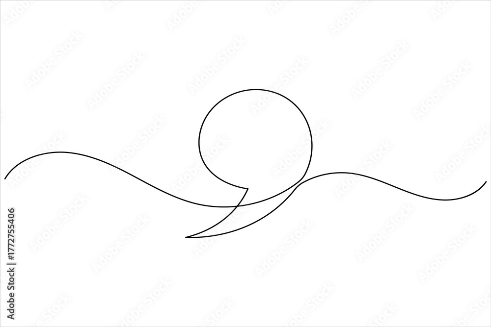 Fototapeta premium Quote mark continuous one line drawing minimalist outline vector icon illustration