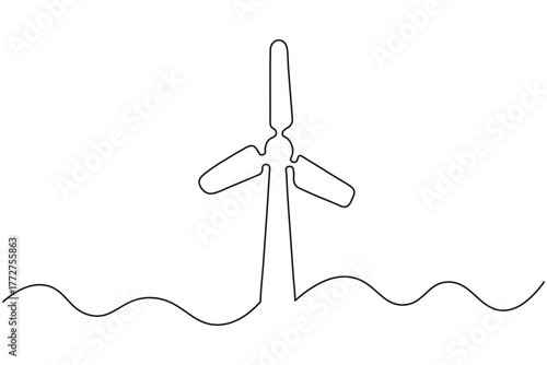 Wind turbine icon continuous one line drawing minimalist style vector illustration
