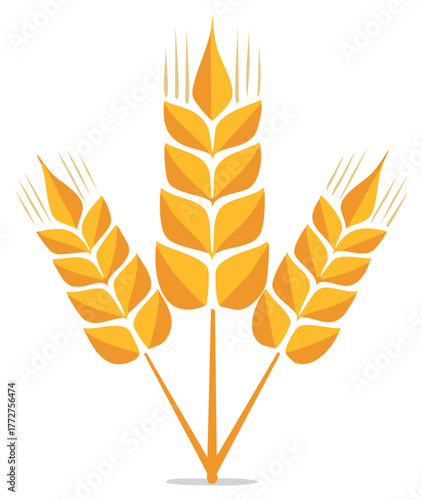 Stylized Golden Wheat Ears Illustration Agriculture and Food Production Concept