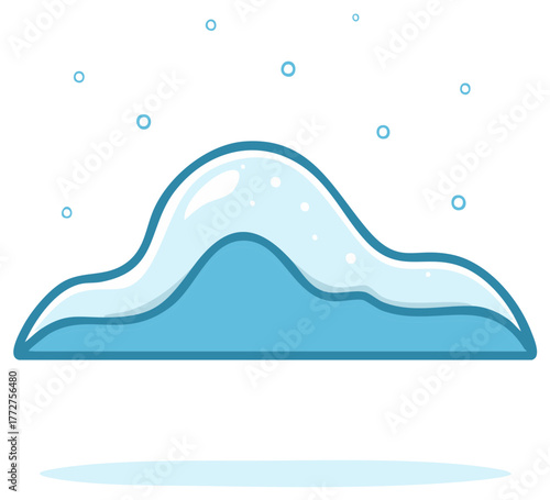 Vector illustration of a frosty blue snowdrift covered with white snow and small falling flakes for winter design