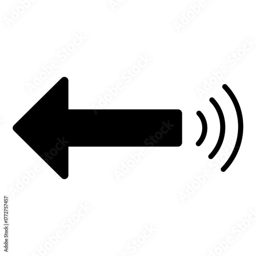 Solid Black Receiving Signal Arrow Icon Vector.