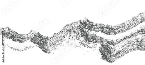 Abstract textured monochrome wave pattern with rough edges and grainy detail vector