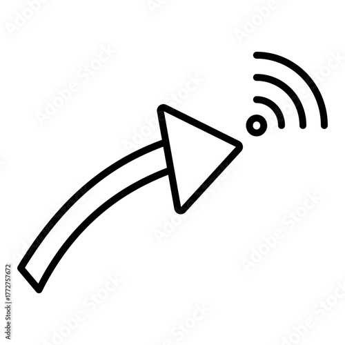 line Curved Arrow with Signal Icon Vector.