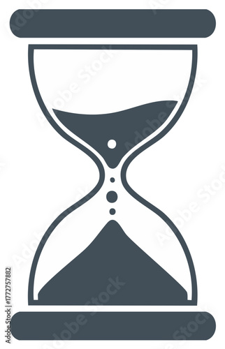 Minimalist hourglass icon with falling sand measuring the passage of time