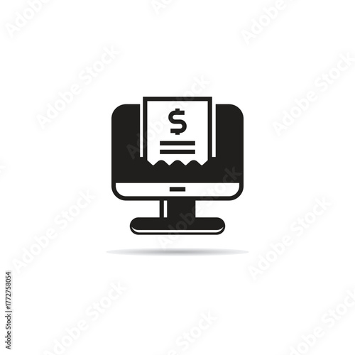 online bill on desktop computer icon vector illustration