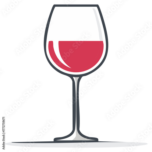 Illustration of a Glass Filled with Red Wine Standing on a Surface
