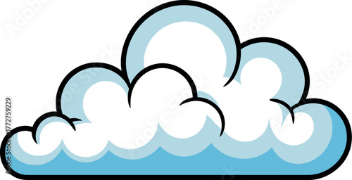 A cartoon representation of a fluffy cloud on a white background.