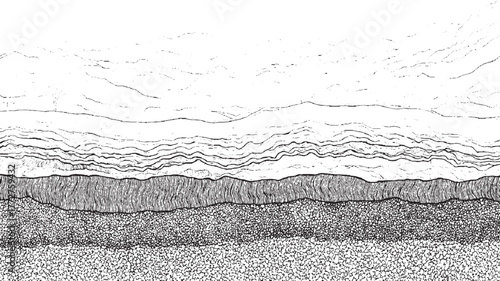 Black and white abstract layered texture with wavy lines and granular patterns background