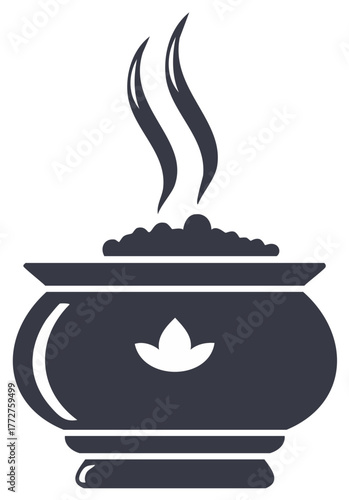 Aromatic Incense Burner with Rising Smoke and Decorative Floral Motif