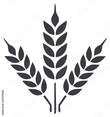 Wheat Stalks Icon Three Grains Agriculture Field Crops Harvest Symbol Food Ingredient
