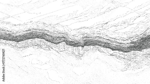 Black and white abstract pattern of layered lines and dots vector