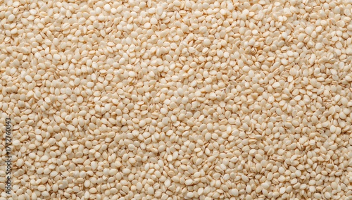 Close-up texture of white sesame seeds as a natural food ingredient background
