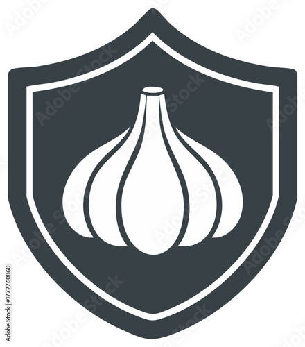 Garlic Bulb inside a Shield Icon for Health and Immunity Protection Vector Graphic