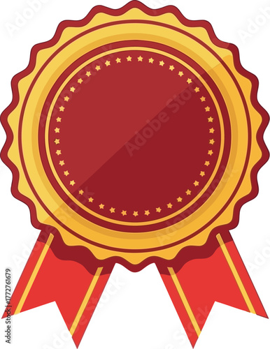 A blank red and gold award ribbon with copy space for text.