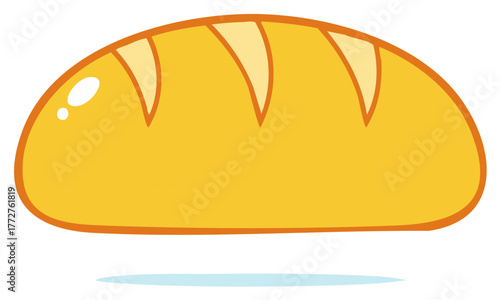 Simple Yellow Loaf of Bread with Orange Outline and Shadow