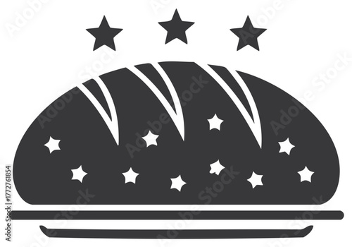 Artistic Loaf of Bread with Stars and Stripes Design Icon