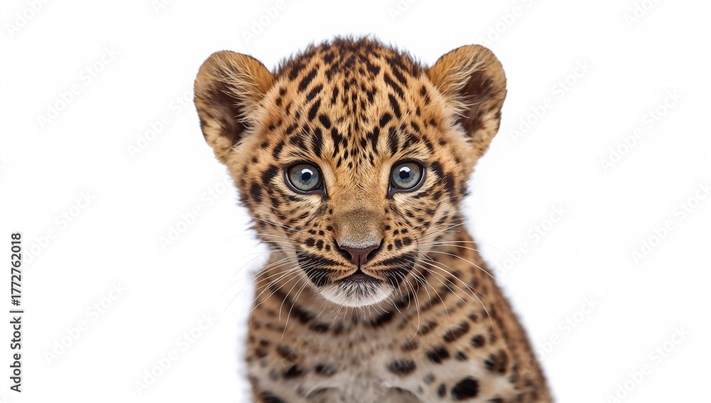 Obraz premium Closeup of a beautiful leopard cub, showcasing the animal's unique patterns and textures, wildlife awareness day