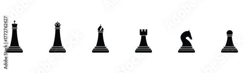 Chess silhouettes. Chess icons set. Chess vector icons. Chess figures. Chessboard