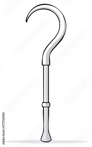 Illustration of a hook shaped like a question mark on a handle